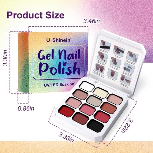 U-Shinein Gradient Painting Gel Set, 24 Bright Pink Blue Colors Ombre Gel Nail Polish for Pigment Pat Nail Gel Kit, Silky Texture, French Manicure DIY Nail Art, No-wipe Soak of UV