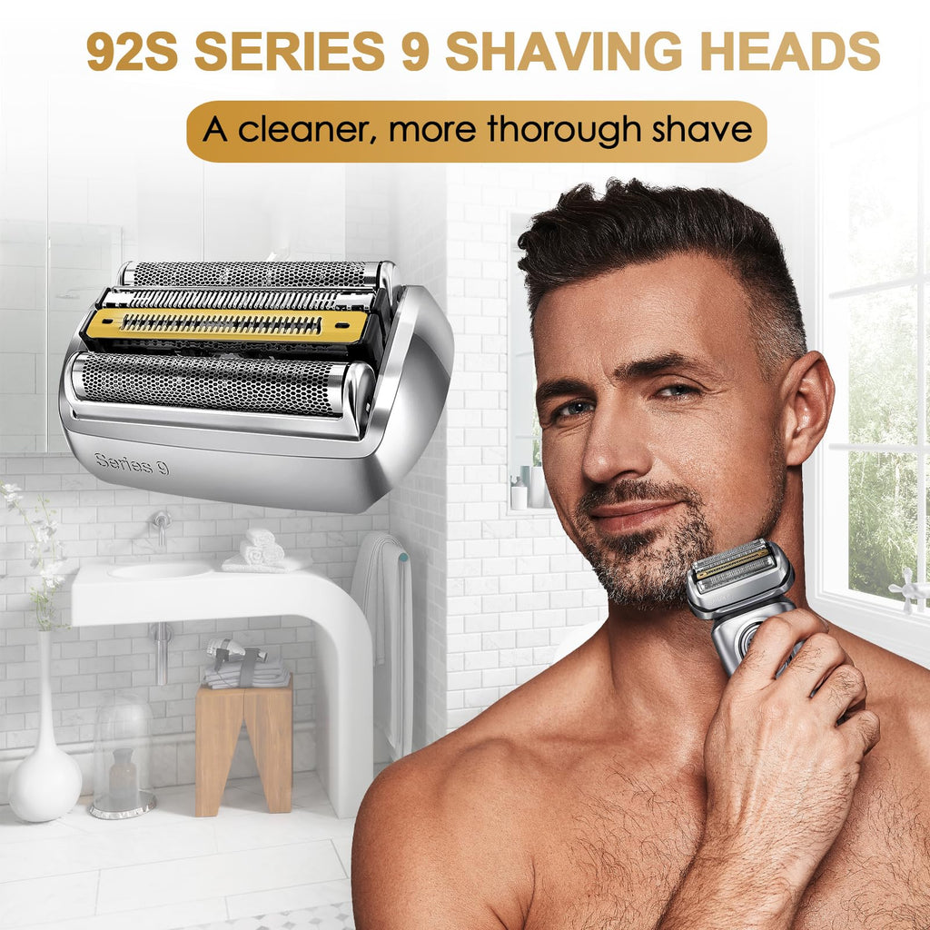 Series 9 Electric Shaver Replacement Head, 92S Series 9 Shaving Razor Head S9 Foil & Cutter Razor Heads Compatible with 9290cc, 9291cc, 9370cc, 9293s, 9385cc, 9390cc, 9330s, 9296cc Etc