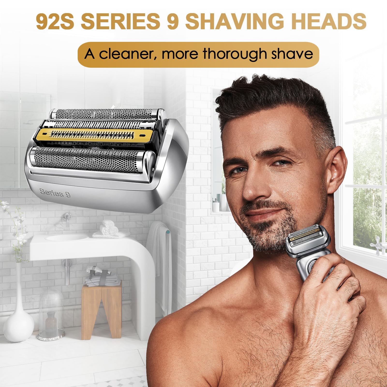 Series 9 Electric Shaver Replacement Head, 92S Series 9 Shaving Razor Head S9 Foil & Cutter Razor Heads Compatible with 9290cc, 9291cc, 9370cc, 9293s, 9385cc, 9390cc, 9330s, 9296cc Etc