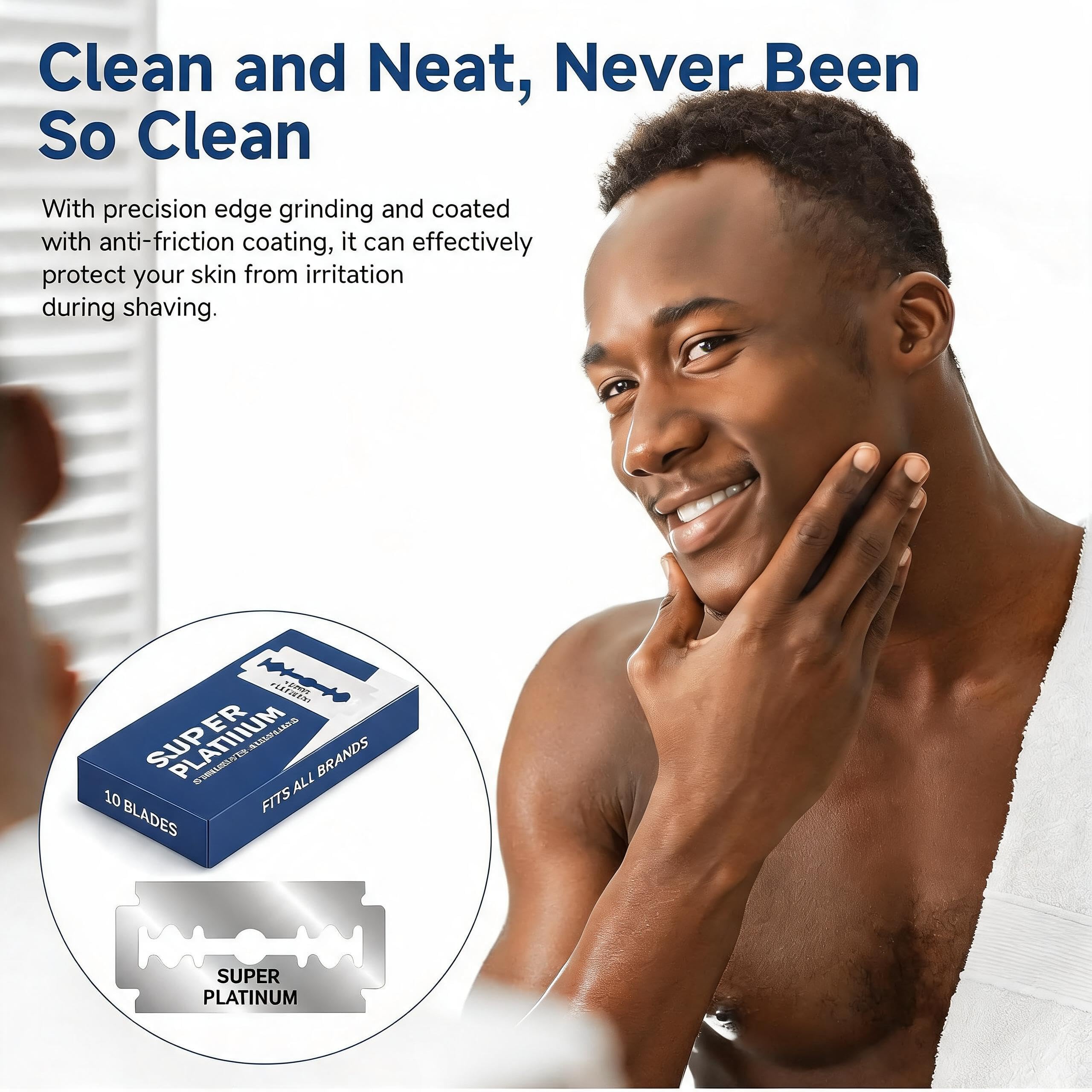 60Pcs Double Edge Safety Razor Blades, Platinum Stainless Steel Straight Razor Blades for Men, Precision Shaving for Smooth, Comfortable Close Shaves, Fits Most Double Edge Razors