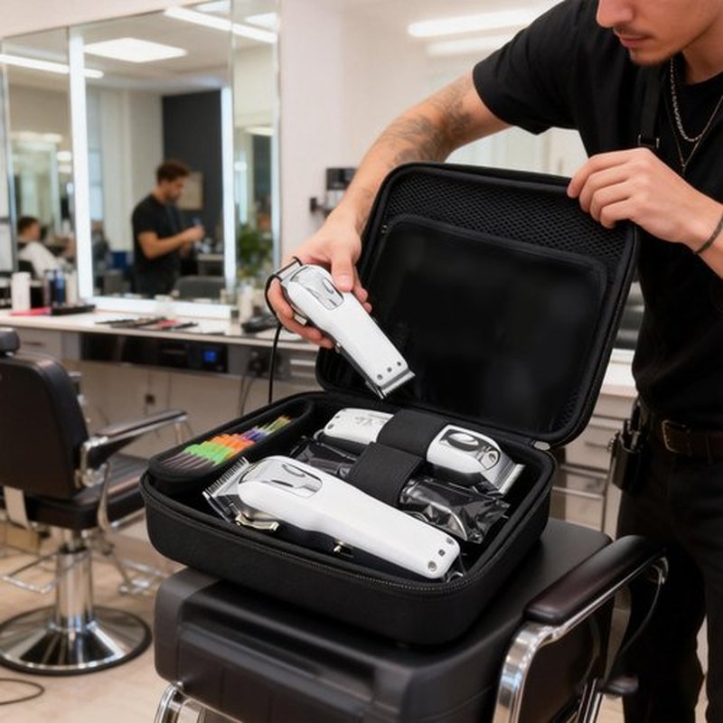 MeloSync Hard Barber Accessories Case for Hair Clippers, Hair Cutting Supplies Holder, Trimmer Organizer Storage for Men Razor Guard Grooming Kits -Black