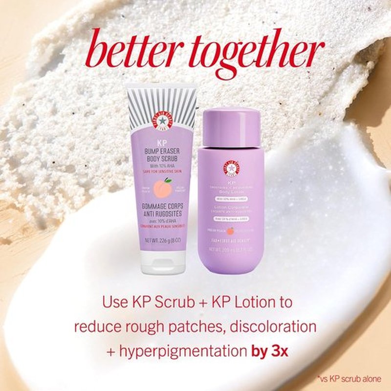 First Aid Beauty - KP Smoothing Body Lotion with 10% AHA & Colloidal Oatmeal | Exfoliate & Moisturize, Peach Scent (6.7 fl oz)