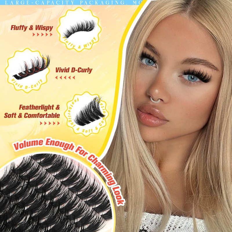 Wispy Lash Clusters With Spikes Volume Eyelash Clusters 300Pcs D-Curly Cluster Eyelash Extensions 12-20MM Long 120D Fluffier Individual Lashes Spikes Lash Clusters Pestañas Pelo a Pelo by Zegaine