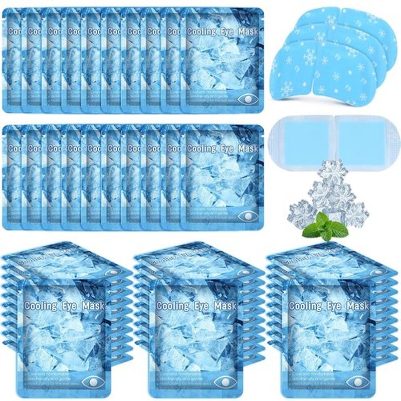 Newcotte Cooling Eye Masks - 36 Pack Mint Scented Hydrogel Patches for Puffy Eyes | Travel Size Relaxation Gifts