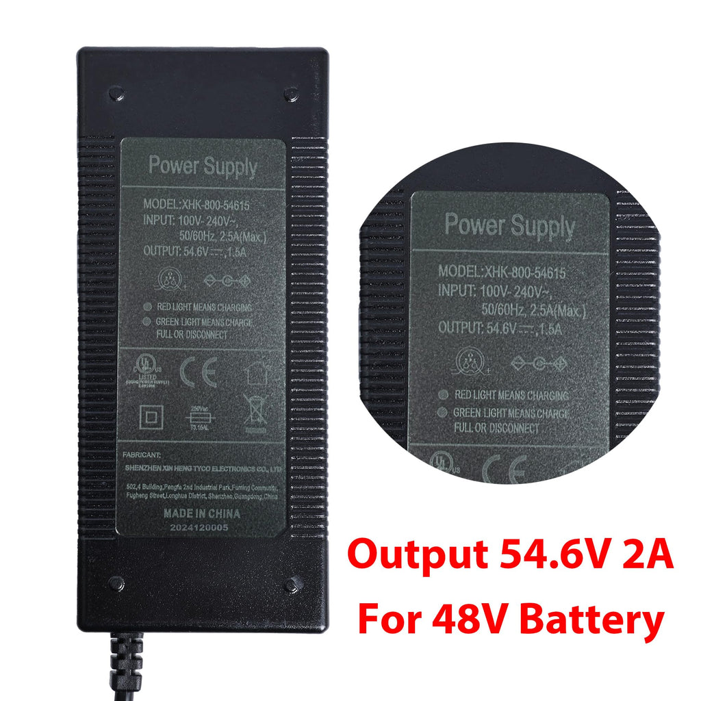EVAPLUS UL Certified 54.6V Power Adapter for Electric Bike Electric Scooter, 48V Lithium Battery Charger with 12.0mm/0.47in Standard 3-Prong Connector