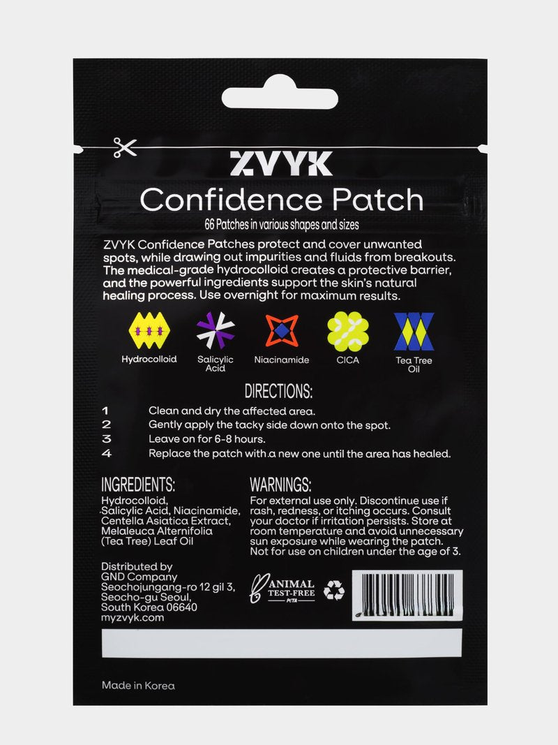ZVYK Cute Pimple Patches for Face - Tattoo Style Hydrocolloid Acne Patches (Confidence Patch) with Star Designs (66 Cute Patches) - Vegan & Cruelty-Free