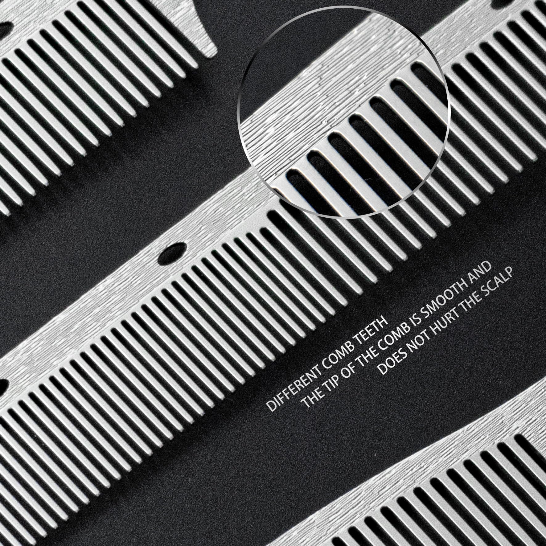 Dolmifapro 2 Pcs Stainless Steel Comb Set Metal Barber Combs for Hair Stylist, High Texture, Wood Grain Design barber combs professional Metal Fine Comb