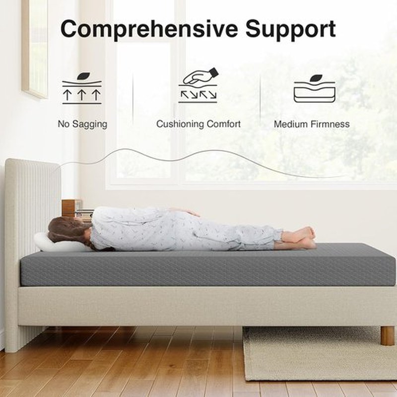 Novilla 8 Inch Twin Mattress - Cooling Memory Foam for Quick Sleep & Pressure Relief | Grey