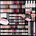 AZUREBEAUTY Dip Powder Nail Kit with Electric Nail Drill, 24 Colors Nude Pink Glitter Nail Powder Starter Kit with Dip Liquids Base Top Coat Activator Portable Manicure French Nail Art Essential Set