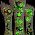 96PCS Cute Glow in the Dark Volleyball Temporary Tattoos Themed Birthday Party Decorations Supplies Favors Cool Funny Summer Beach Games Glow in The Dark Tattoo Stickers Gifts For Kids (Luminous)