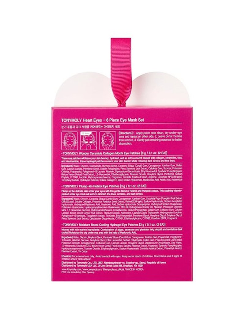 TONYMOLY Hydrogel Eye Mask Set - 6 Assorted Masks for Fine Lines, Dark Circles | Collagen & Retinol Infused