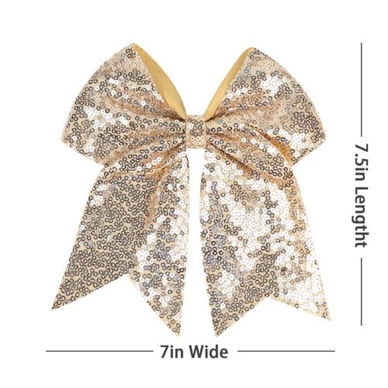 12-Color Jumbo Glitter Cheer Bow Clip – 7” Sequin Hair Bow for Girls, Perfect for Softball, Uniforms, Christmas, Halloween, and Special Occasions