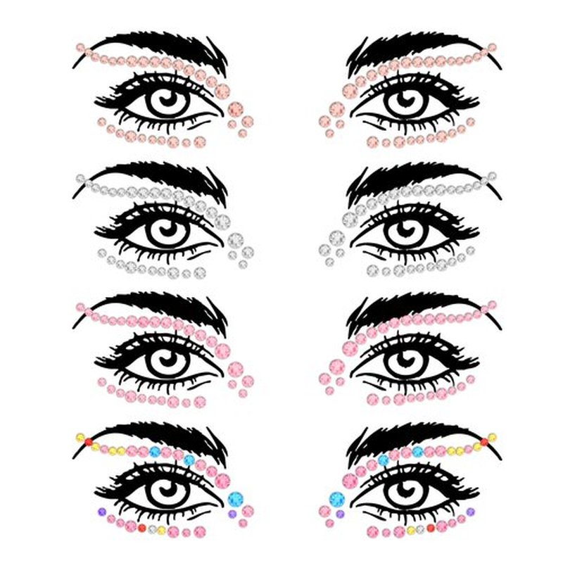 Face Gems – Face Jewels - Self-Adhesive Rhinestone Face Jewels for Makeup, Party & Rave Looks - Eye Gems, Face Glitter, Festival Face Gems, Glitter Tattoo, Self- Adhesive Festival Gems (Multicolor)