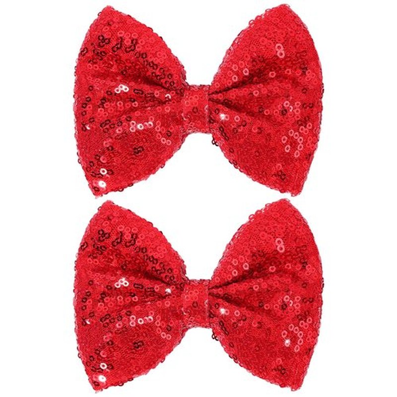 CN 5 Inch Red Glitter Hair Bows for Girls Alligator Clips Sparkly Sequin Hair Accessories for Kids Toddler Women on Birthday Wedding Christmas and Party