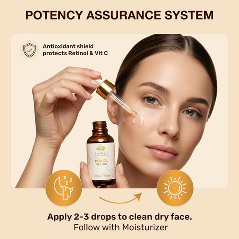 Lodbar Retinol Serum For Face,Bakuchiol Retinol Rejuvenation Advanced Anti-aging Face Serum With Bakuchiol, Niacinamide, Vitamin C, Gentle, Fast-absorbing Formula For Smoother,Brighter & Hydrated Skin