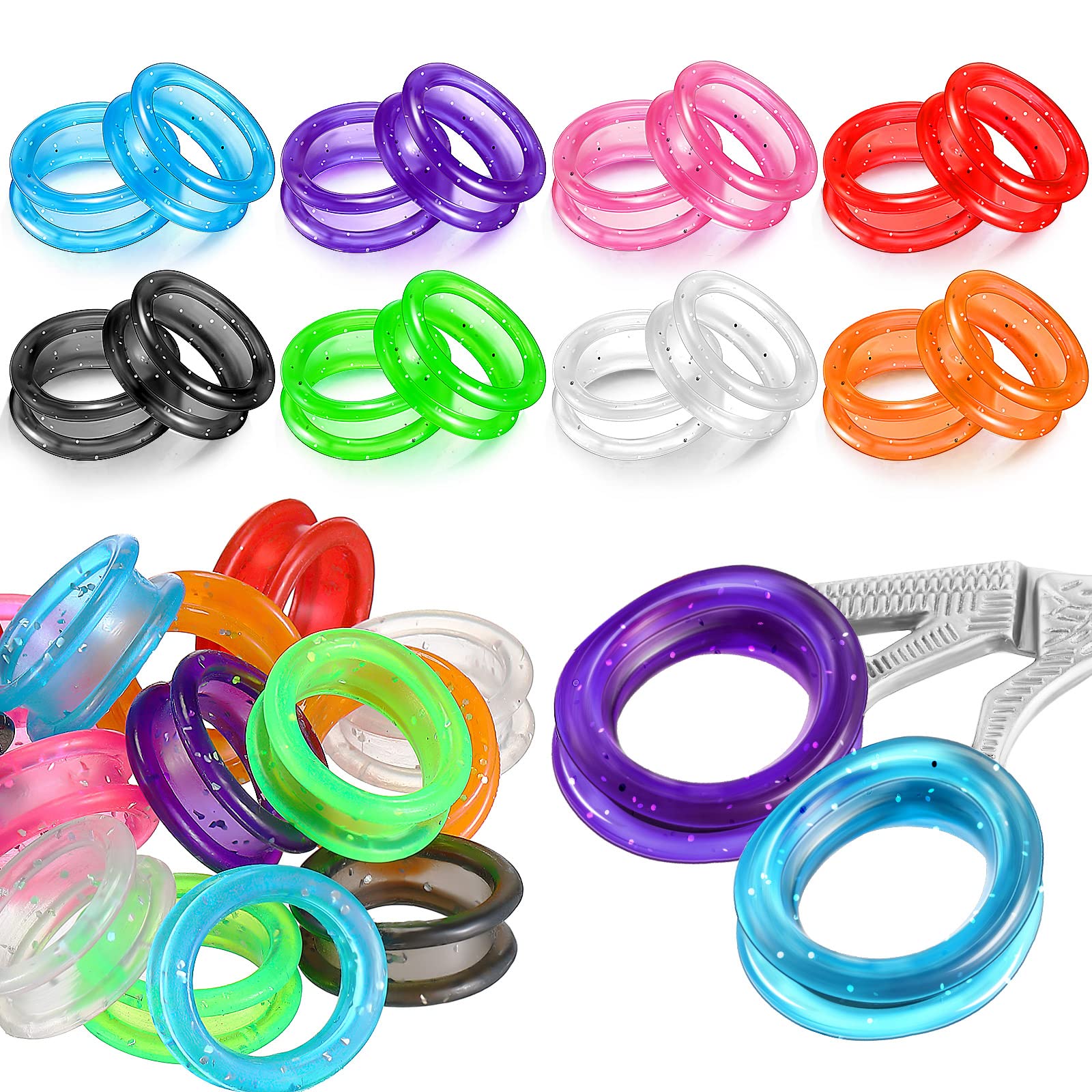 Skybooly 24 Pcs Silicone Scissors Finger Rings Soft Dog Grooming Scissors Accessories Pet Grooming Shear Finger Ring Thumb Inserts Grips for Dog Hair Cutting(8 Colors)