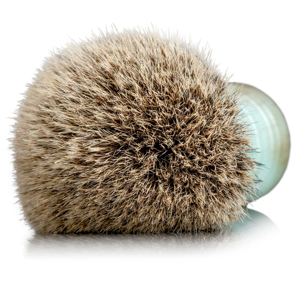 Lather & Wood Shaving Brush for Men- Premium 100% Badger Hair - High End Blue Agate Resin Handle