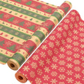 AhfuLife 2 Rolls Christmas Wrapping Paper - 17 Inch × 49.2 Ft Per Roll, Recyclable Red Kraft Xmas Wrapping Paper for Christmas Gift Box Decoration