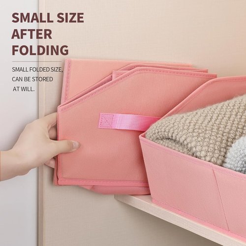 Homsorout Decorative Storage Baskets - Trapezoid Closet Bins with Handles, 10-Pack, Pink