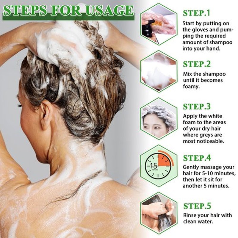 NIFEISHI Black Hair Dye Shampoo, 3 in 1 Herbal Ingredients Natural Shampoo for Gray Hair, Dye Shampoo for Women & Men 500ml