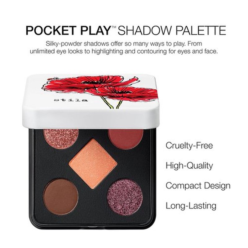 Stila Pocket Play™ Eye Shadow Palette - 5 Versatile Silky Powder Shades for Eyes & Face | Compact Travel-Friendly Design