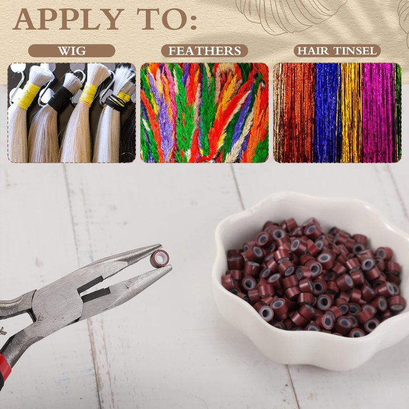 Yuxung 4500 Pcs Beads for Hair Extensions 5 mm Silicone Lined Beads Microlink Rings Human Hair Extension Tools, 9 Colors