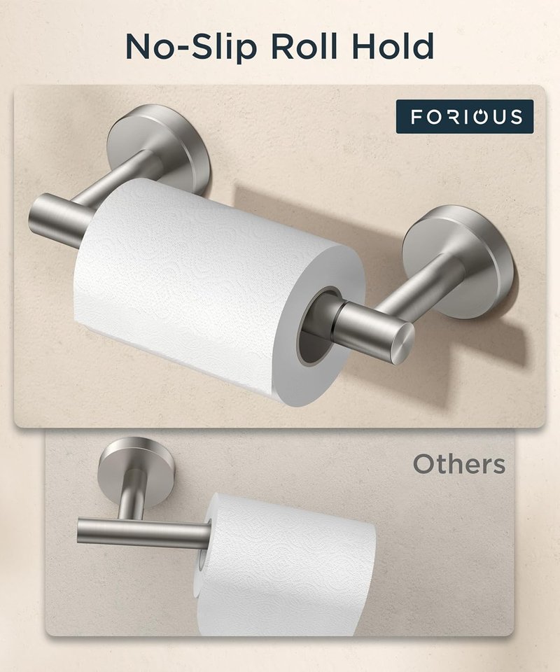 FORIOUS Stainless Steel Toilet Paper Holder - Rustproof Double Post Pivoting Design | 2 Pack