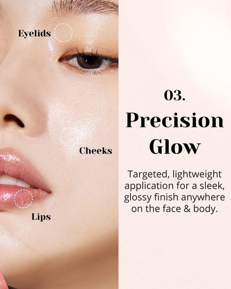 Glint Liquid Gel Highlighter (Glosser, 0.1oz) - Multi-Use Face & Body Gloss for Smooth Glow, Long-Lasting Illuminator Balm for Healthy Radiance. Korean Makeup. Eyes, Cheeks, Nose
