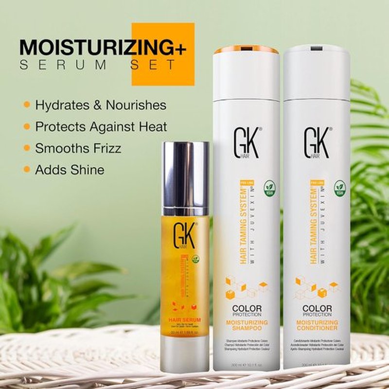 GK HAIR Hydrating Shampoo & Conditioner Set - Anti-Frizz Serum with Argan Oil for All Hair Types | 10.1 Fl Oz & 1.69 Fl Oz