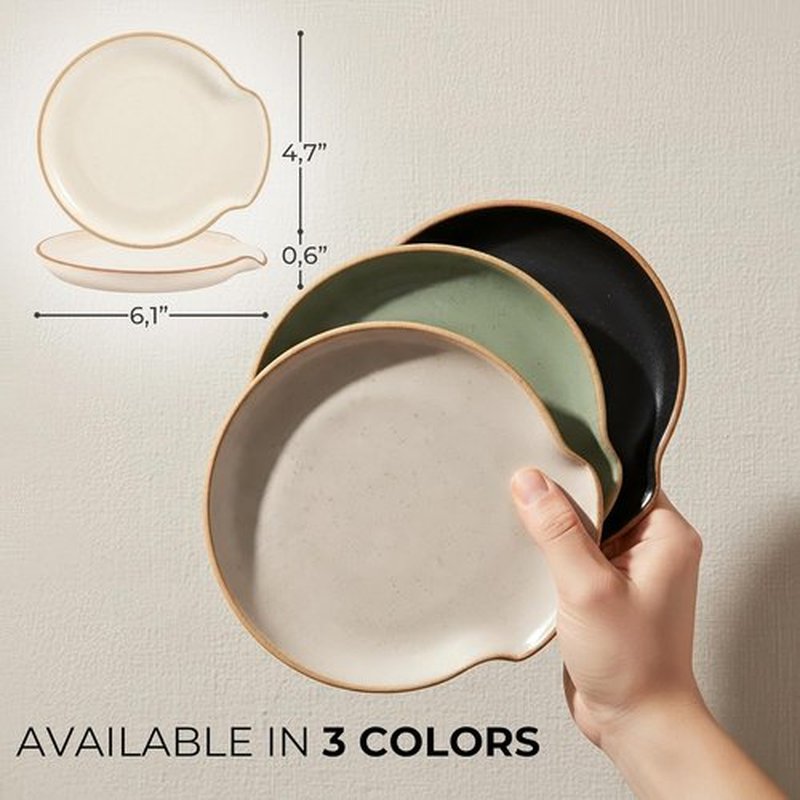 Skiennix Ceramic Spoon Rest - Stylish Spoon Holder for Kitchen Countertop | Easy to Clean & Dishwasher Safe