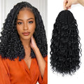 Goddess Box Braids Crochet Hair Pre-looped Boho Crochet Braids For Women With Curly Ends 14inch 7 Packs Synthetic Bohemian Box Braids Hair Extensions (1B)