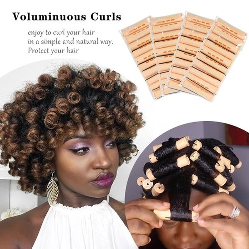 Skiennix Perm Rods - 40 Pcs Beige Plastic Curlers for Short Hair | Medium Size Hair Styling Tools
