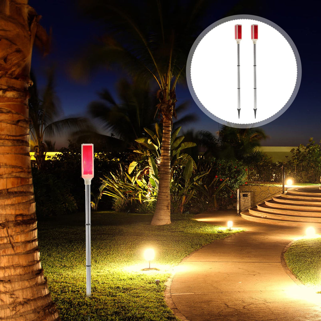 Uonlytech 2Pcs Solar Warning Landscape Lighting Solar Driveway Markers Driveway Markers Light Strobe