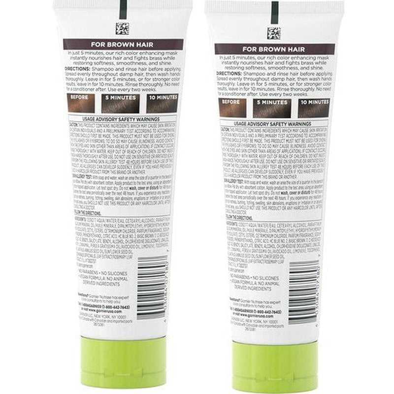 Garnier Nutrisse Hair Color Reviver Mask - Nourishing Cool Brown Formula, 4.2 Fl Oz, 2 Count