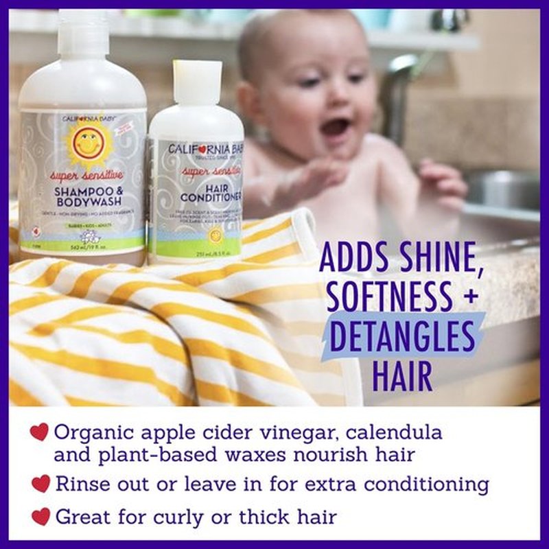 California Baby Super Sensitive Hair Conditioner - 100% Plant-Based & Fragrance-Free | 251 mL / 8.5 oz
