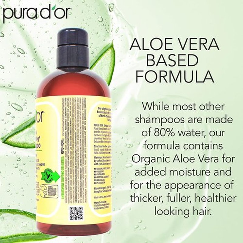 PURA D'OR Anti-Thinning Shampoo - Clinically Tested Botanical Formula with Biotin & Argan Oil - 16 fl oz