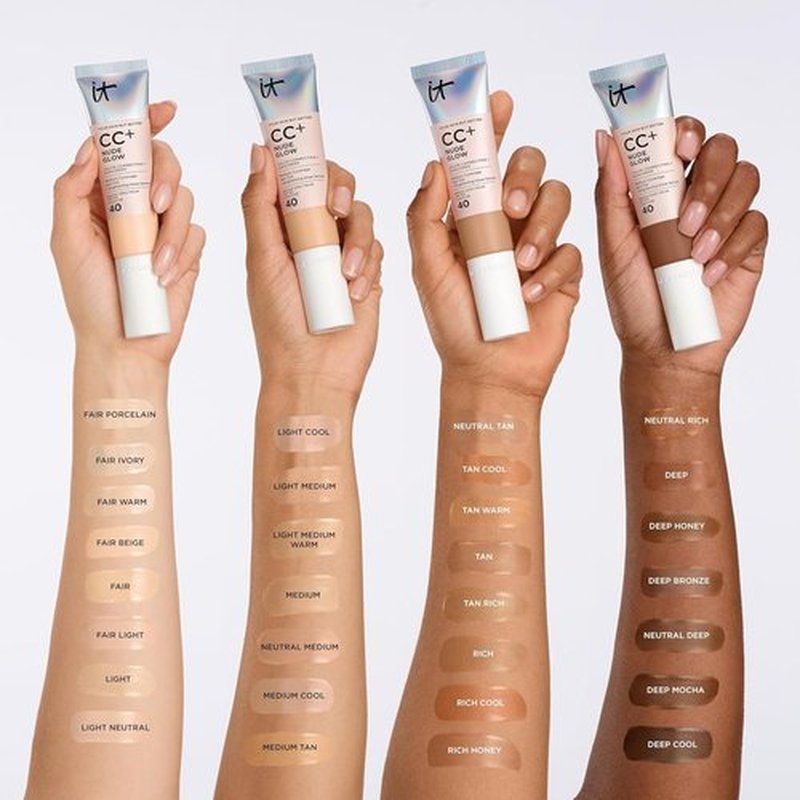 IT Cosmetics CC+ Nude Glow Foundation - Medium Coverage with SPF 40 & Brightening Serum, 1.08 fl oz