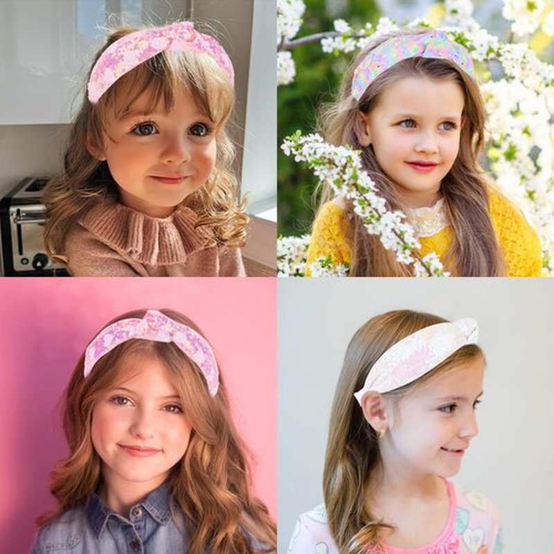 Brimekichio Sequin Girls Headbands, Knotted Kids Headbands for Girls, Sparkly Glitter Hair Band Girl Hair Accessories