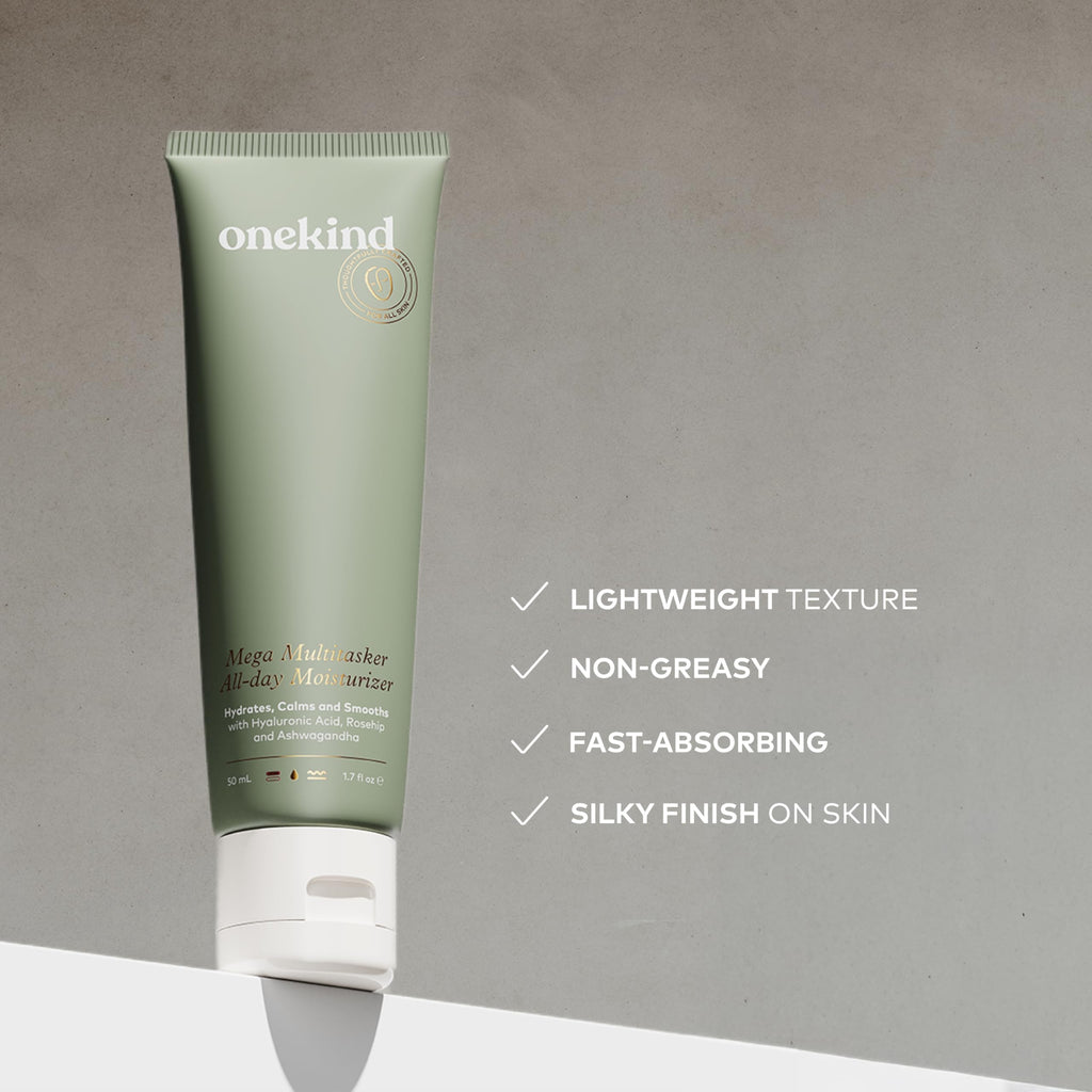 Onekind Mega Multitasker All-Day Moisturizer, Hydrating Face Cream with Hyaluronic Acid and Glycerin, Fragrance-Free Anti-Aging Moisturizer for Sensitive & Mature Skin, Clean Skincare, (Pack of 2)