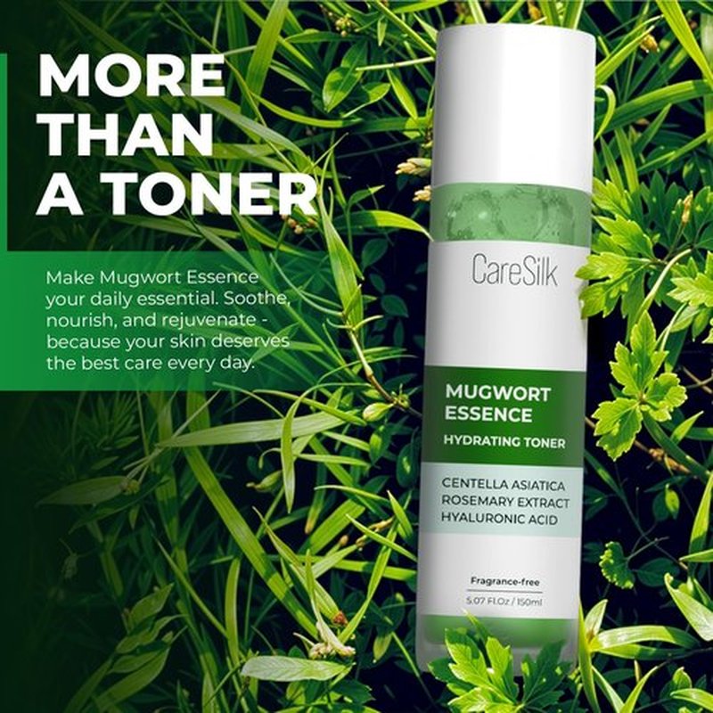 Caresilk Mugwort Essence,Hydrating Face Toner with Artemisia, Hyaluronic Acid, Centella Asiatica & Rosemary Extract - Deep Moisturizing Skin Care & Barrier Protection Face Mist - 150 ml