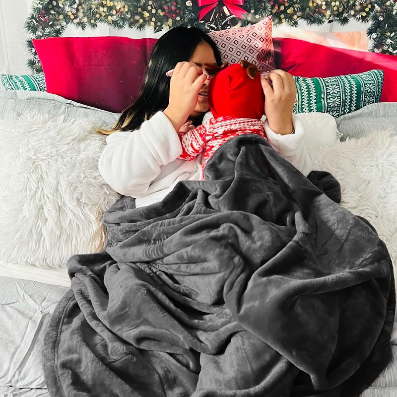 Bedsure GentleSoft Fleece Blanket - Soft, Lightweight, Plush Cozy Luxury in Charcoal, 84x90 Inches