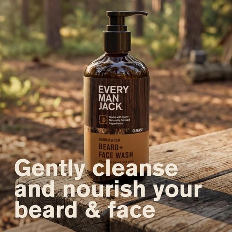 Every Man Jack Sandalwood Beard Wash - Hydrating & Soothing Formula with Aloe Vera - 6.7 oz | 2 Pack
