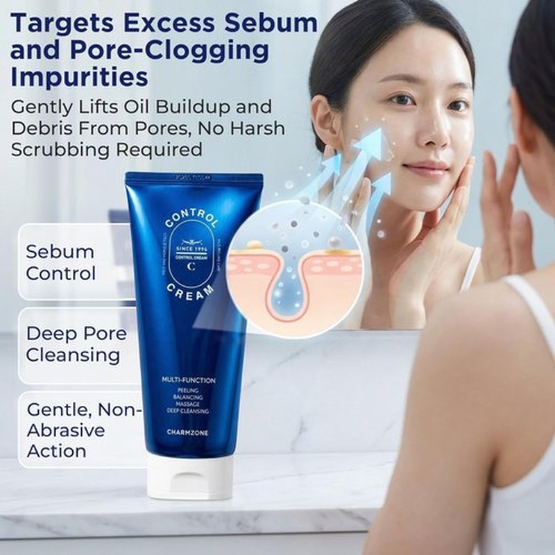 CHARMZONE Control Cream - Exfoliating Face & Body Massage Cream for Sebum & Dead Skin Removal | Hydrating Moisturizer (150ml)