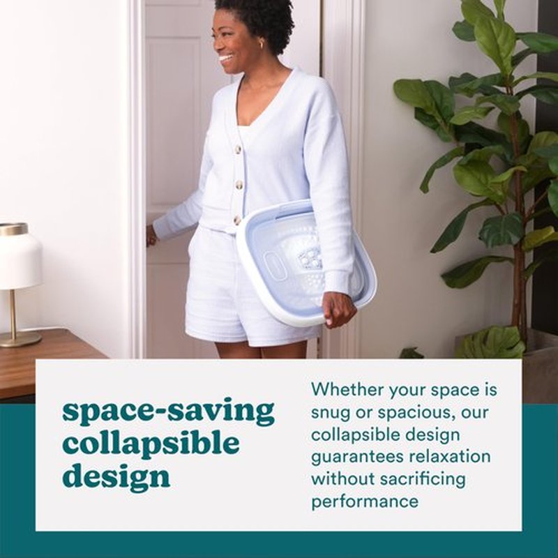 HoMedics Smart Space Essential Collapsible Footbath, Invigorating Bubble Massage, Heatkeep Technology, Patented Collapsible Design, Safety-Lock System, Safe for Bath Salts, Bath Salts Included
