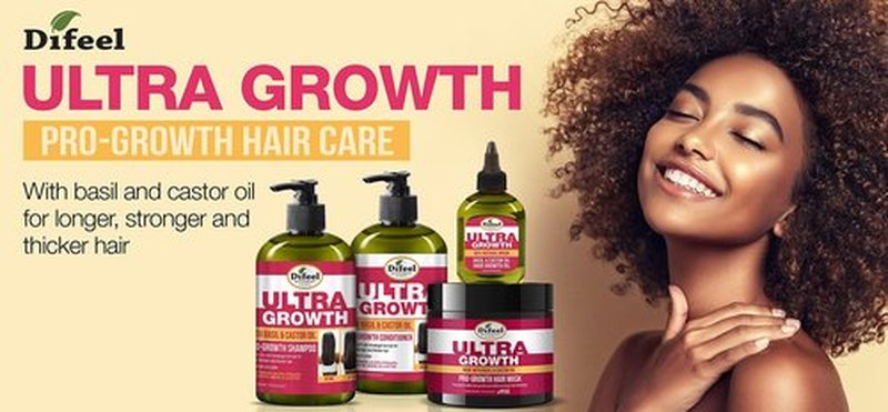 Difeel Ultra Growth Basil & Castor Hair Oil Leave in Conditioning Treatment 8 oz. - Large Bottle