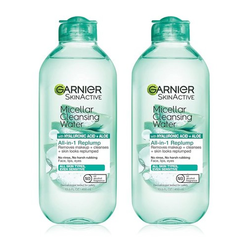 Garnier Micellar Water - Hydrating Facial Cleanser & Makeup Remover with Hyaluronic Acid | 13.5 Fl Oz (400mL) - 2 Count
