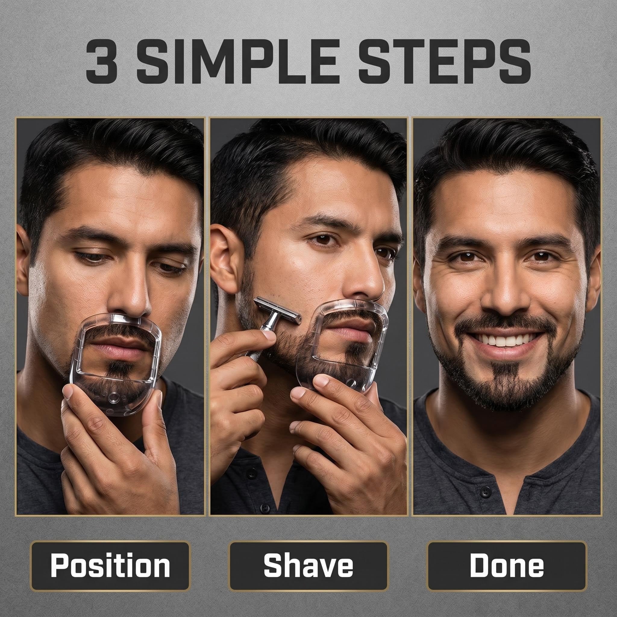 5 Pcs Men’s Beard Shaping Template Tool – Precision Beard Trimmer Guide for Home Grooming, Adjustable ABS Plastic, Easy to Use and Portable.