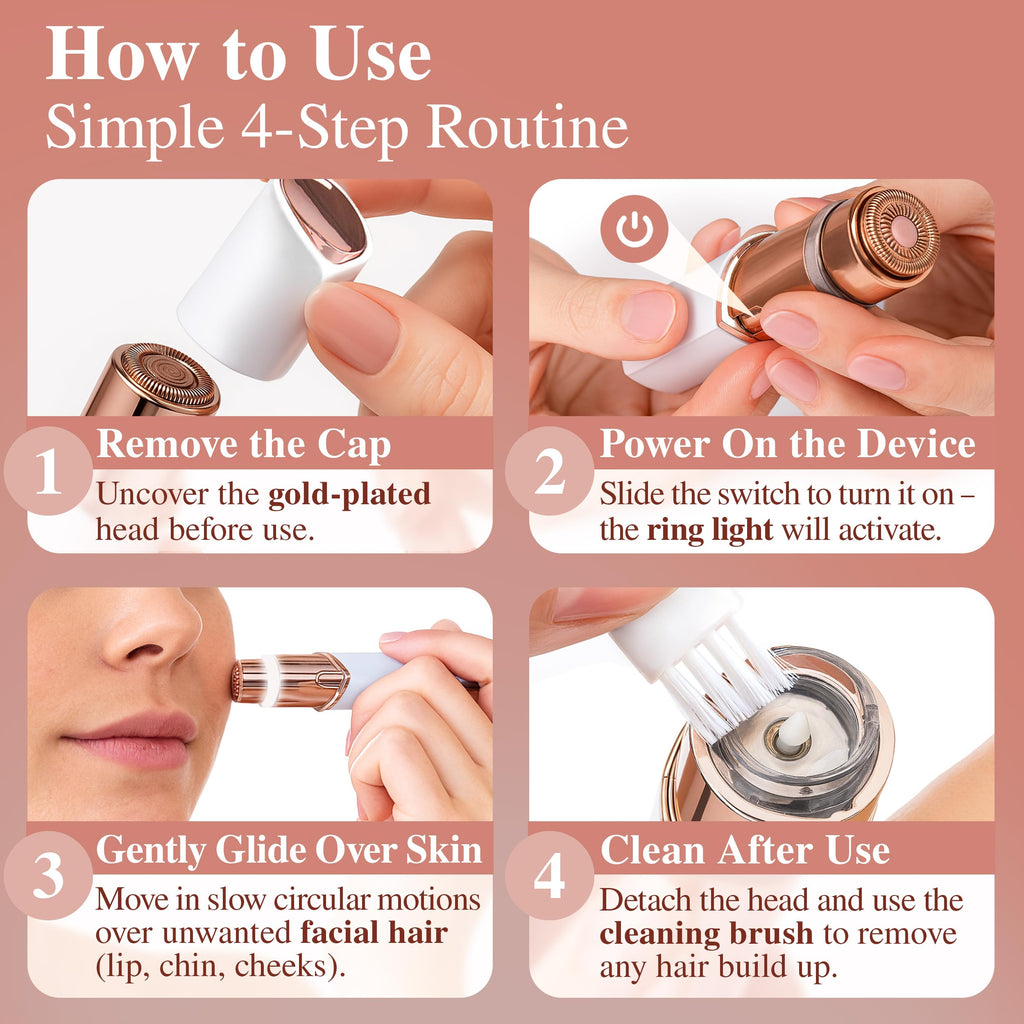 VISOFO Facial Hair Removal for Women | Gen3 Upper Lip Mustache Remover Device Face Shaver Woman Chin Peach Fuzz Electric Trimmer Dermaplane Female Razor Ladies Tweezers Lady Epilator Girls