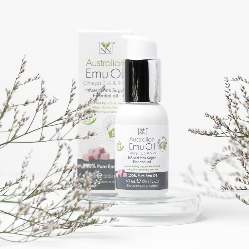 Y Not Natural Pure Emu Oil - Organic Moisture for Face, Body, Hair, Scalp & Nails - Rich in Omega 3-6-9, Vitamins & Essential Minerals - Australian Emu Oil (60ml) 2.03 fl oz - Pink Sugar