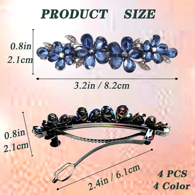 Jakeni Hair Clips for Women, Rhinestone Bridal Hair Barrettes with Crystal Accents, Sparkly Hair Pins for Wedding, Bride & Long Hair, Formal Evening Hair Accessories